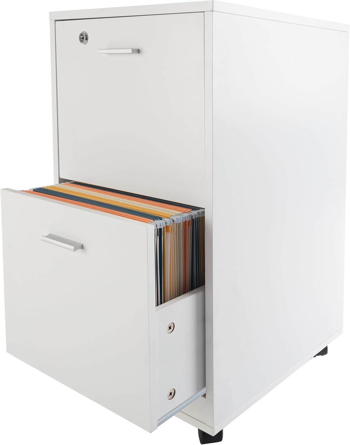 imageFile Cabinet 2Drawer Cabinet with Lock and Deep Drawer Storage Rolling Filing Cabinet for Under The Desk Home or Office by Lavish Home WhiteWhite