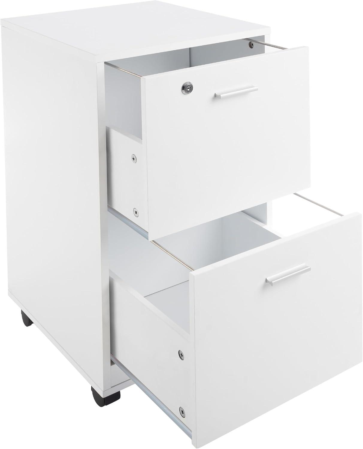 imageFile Cabinet 2Drawer Cabinet with Lock and Deep Drawer Storage Rolling Filing Cabinet for Under The Desk Home or Office by Lavish Home WhiteWhite