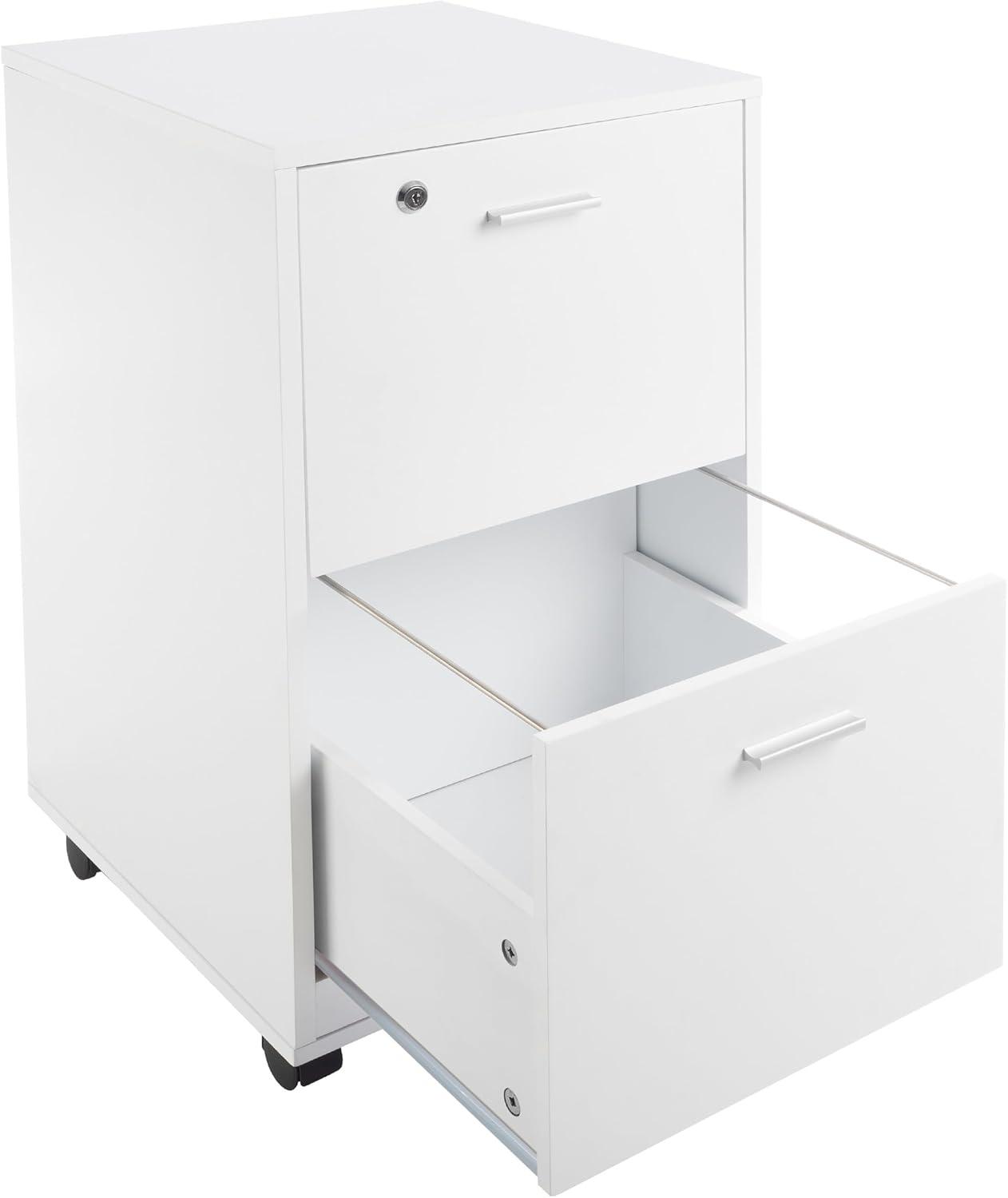 imageFile Cabinet 2Drawer Cabinet with Lock and Deep Drawer Storage Rolling Filing Cabinet for Under The Desk Home or Office by Lavish Home WhiteWhite