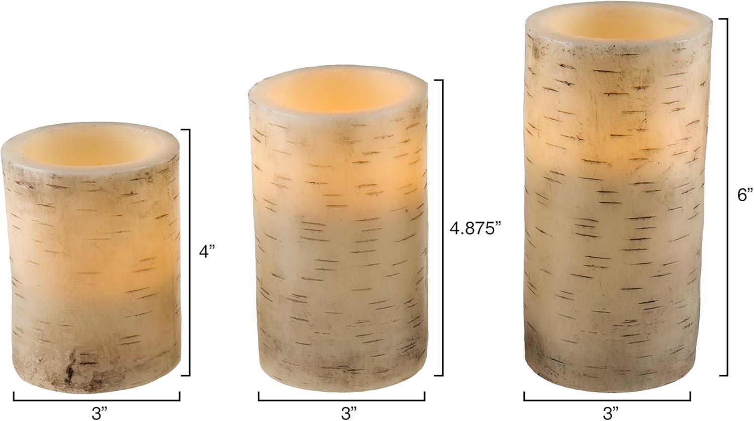 imageFlameless Candles 3Pack Faux Birch Bark Battery Operated LED Candles with Remote and Flickering Light for Home Dcor by Lavish Home