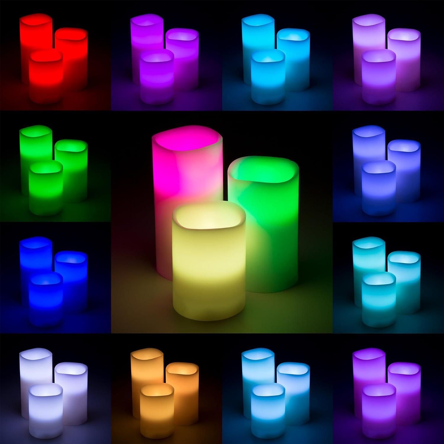 imageFlameless LED Candles 3Piece Color Changing Flameless Candle Set with Remote for Home Wedding Bridal Shower and Christmas Decor by Lavish Home