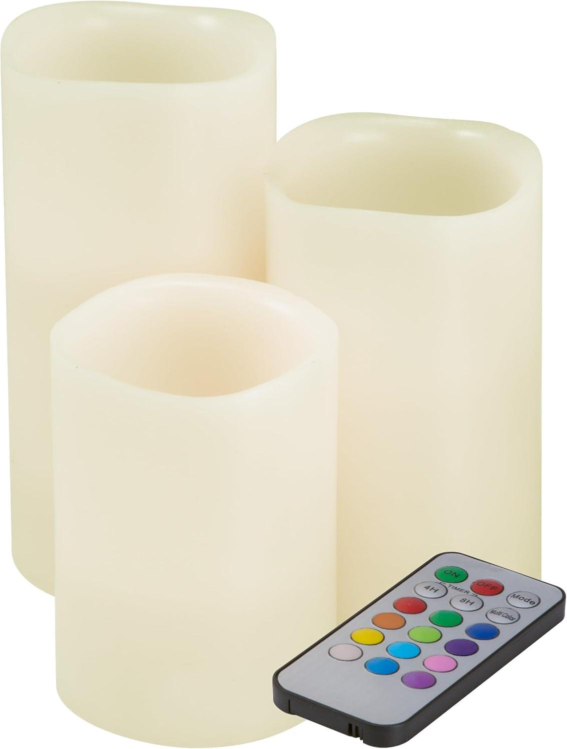 imageFlameless LED Candles 3Piece Color Changing Flameless Candle Set with Remote for Home Wedding Bridal Shower and Christmas Decor by Lavish Home