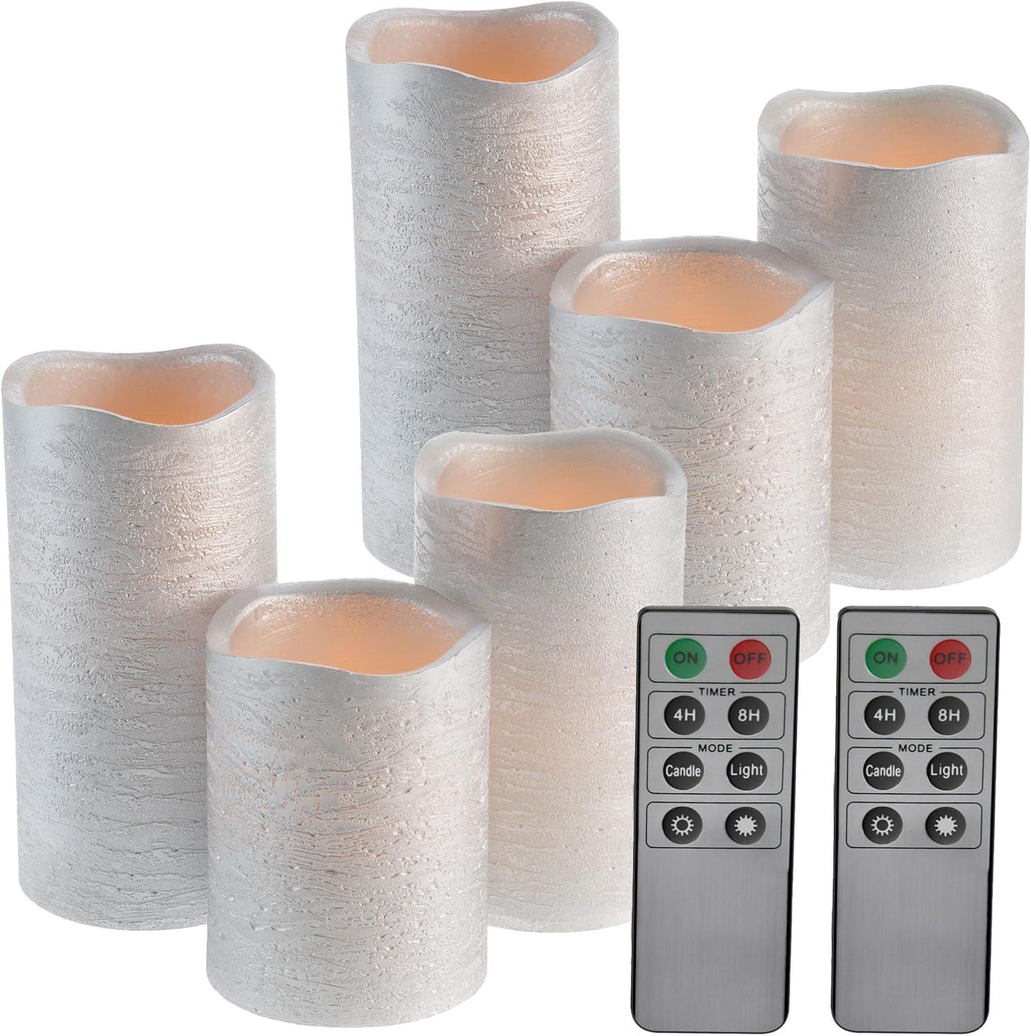 imageFlameless LED Candles 6Piece Remote Controlled Flameless Candle Set for Home Wedding Bridal Shower and Christmas Dcor by Lavish Home SilverSilver