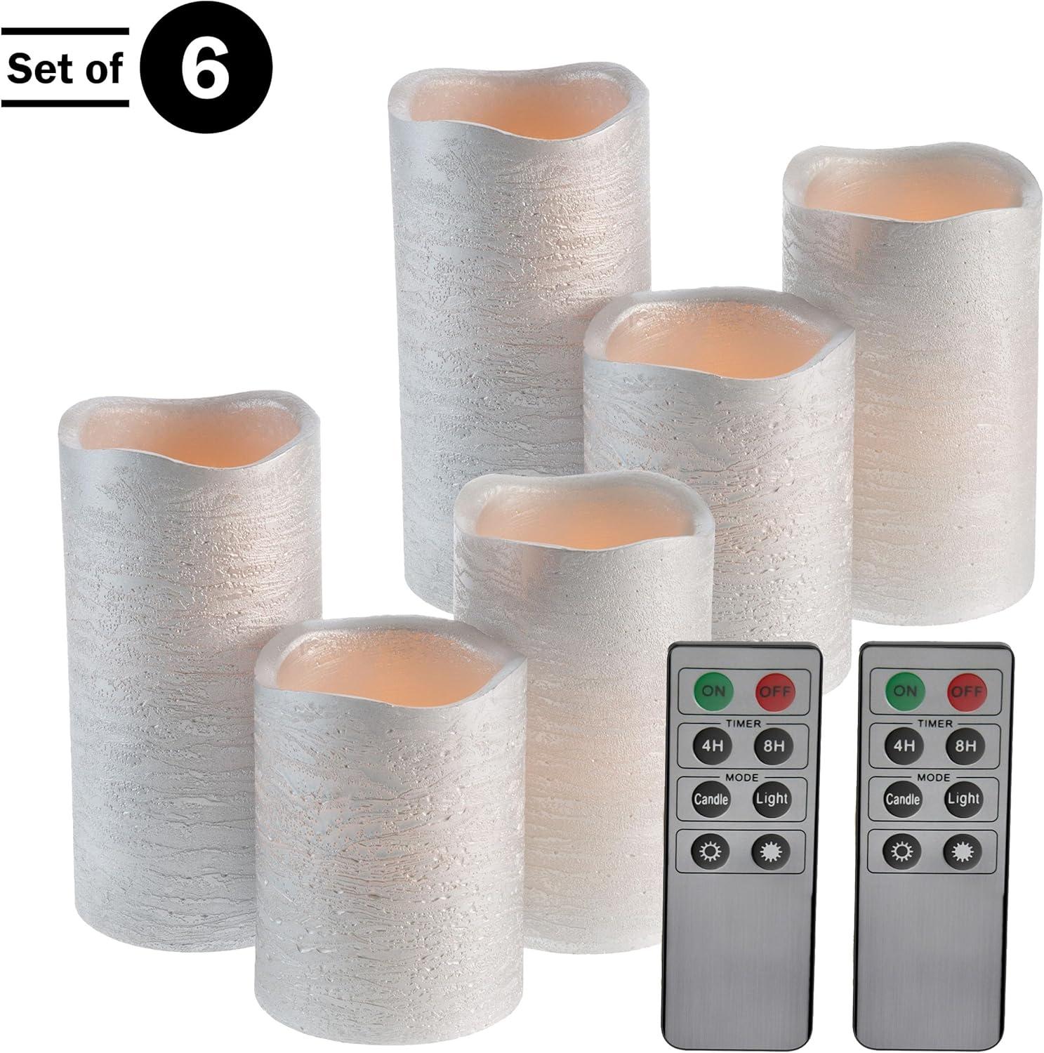 imageFlameless LED Candles 6Piece Remote Controlled Flameless Candle Set for Home Wedding Bridal Shower and Christmas Dcor by Lavish Home SilverSilver