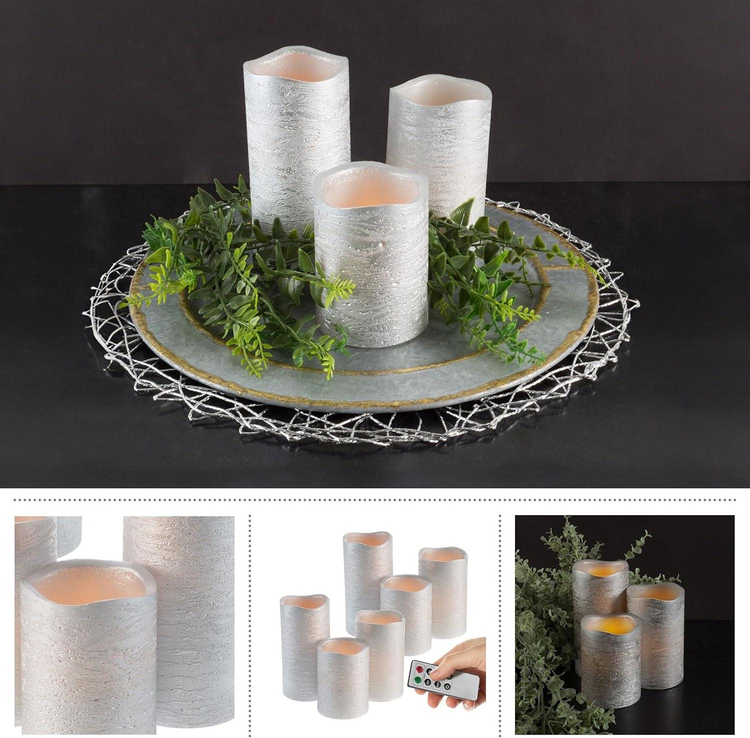 imageFlameless LED Candles 6Piece Remote Controlled Flameless Candle Set for Home Wedding Bridal Shower and Christmas Dcor by Lavish Home SilverSilver