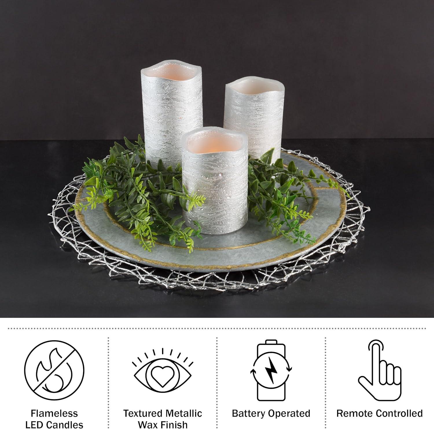 imageFlameless LED Candles 6Piece Remote Controlled Flameless Candle Set for Home Wedding Bridal Shower and Christmas Dcor by Lavish Home SilverSilver