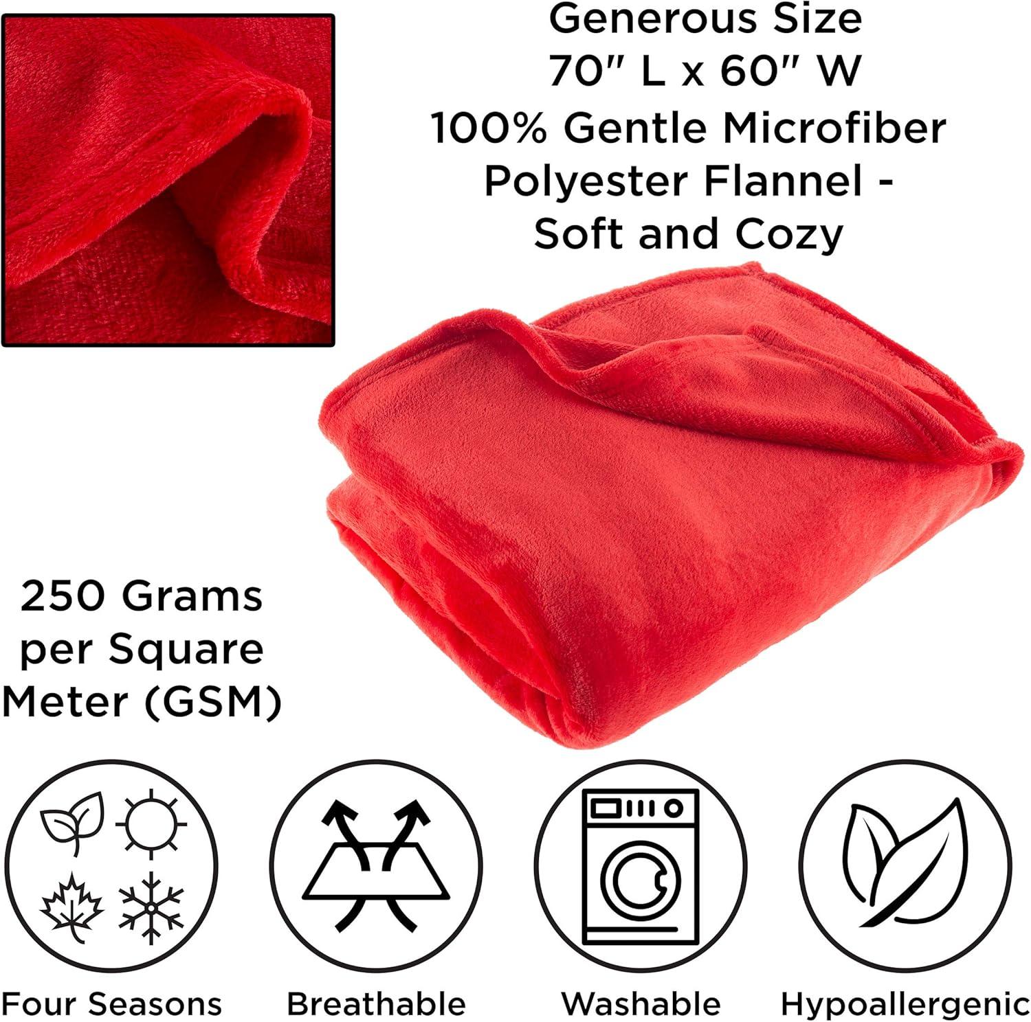 imageFlannel Fleece Blanket 60x70 Oversized Soft and Plush Microfiber Throw Lightweight Decor for Beds Sofas and Chairs by Lavish Home BlueCrimson Red