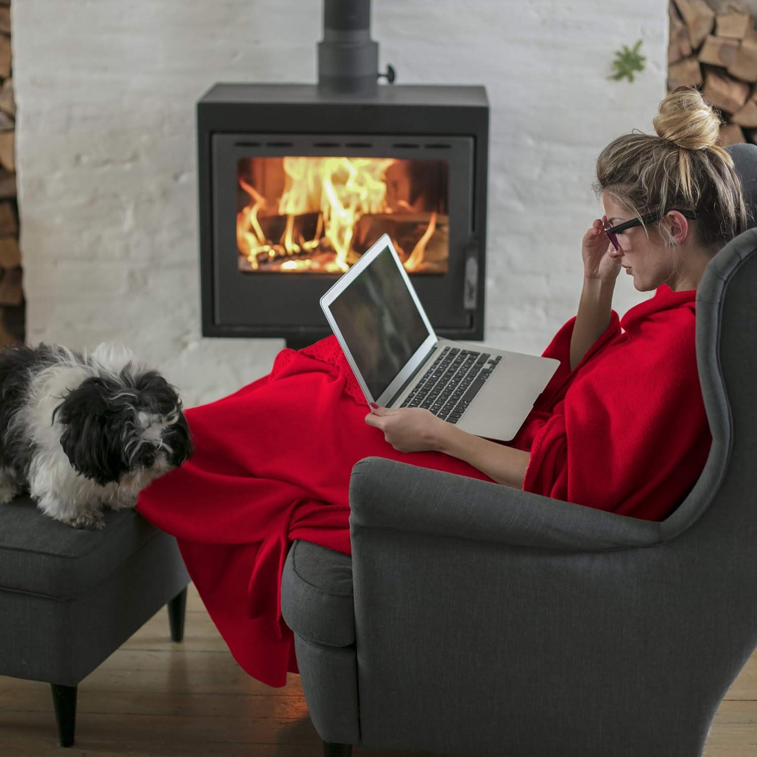 imageFlannel Fleece Blanket 60x70 Oversized Soft and Plush Microfiber Throw Lightweight Decor for Beds Sofas and Chairs by Lavish Home BlueCrimson Red
