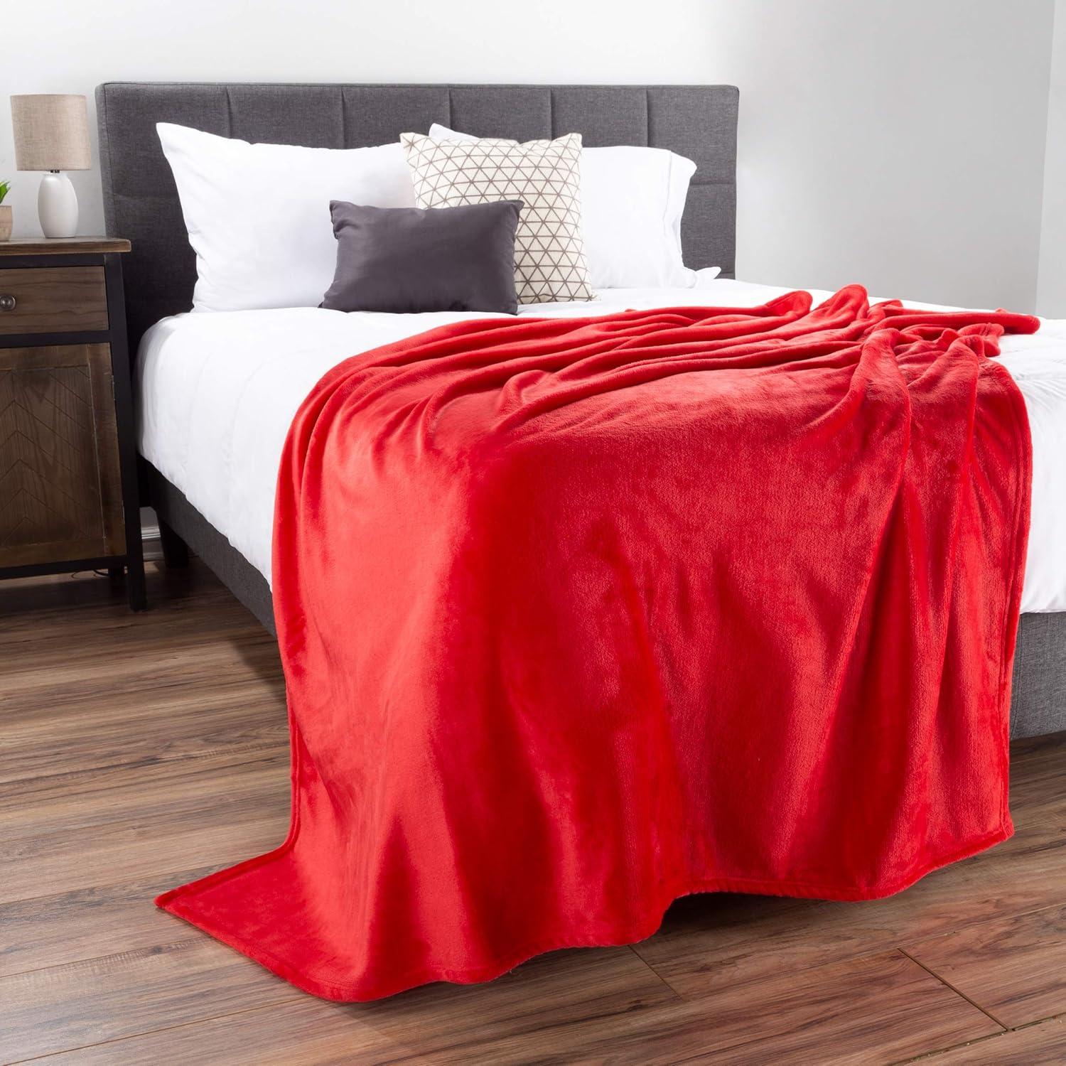 imageFlannel Fleece Blanket 60x70 Oversized Soft and Plush Microfiber Throw Lightweight Decor for Beds Sofas and Chairs by Lavish Home BlueCrimson Red