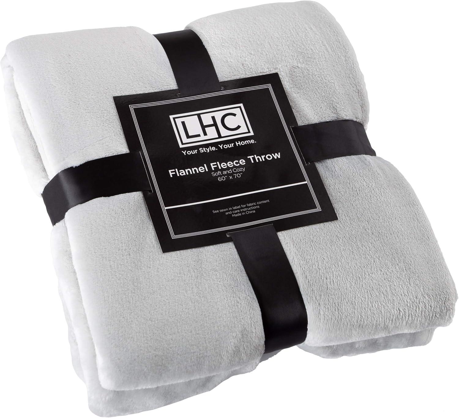 imageFlannel Fleece Blanket 60x70 Oversized Soft and Plush Microfiber Throw Lightweight Decor for Beds Sofas and Chairs by Lavish Home BlueDawn Gray