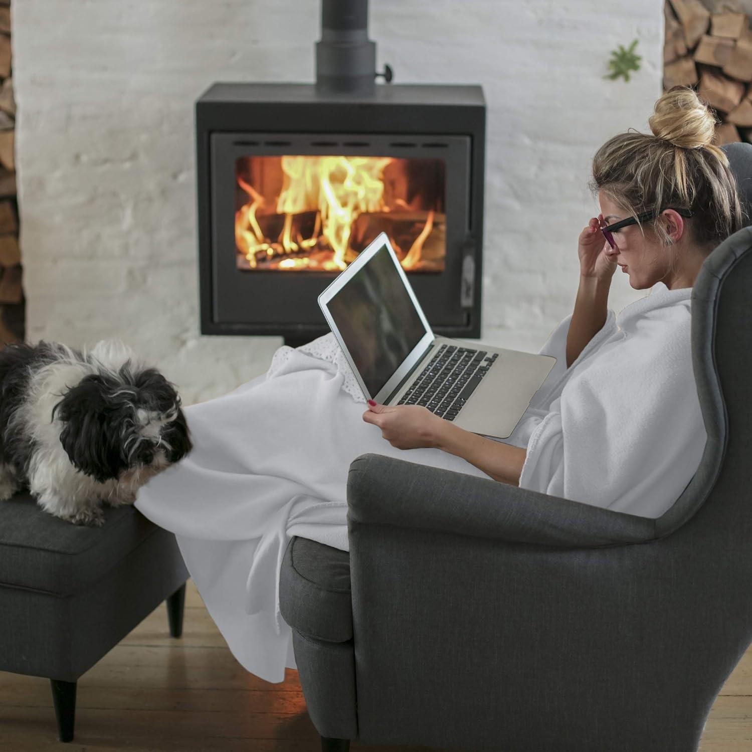 imageFlannel Fleece Blanket 60x70 Oversized Soft and Plush Microfiber Throw Lightweight Decor for Beds Sofas and Chairs by Lavish Home BlueDawn Gray