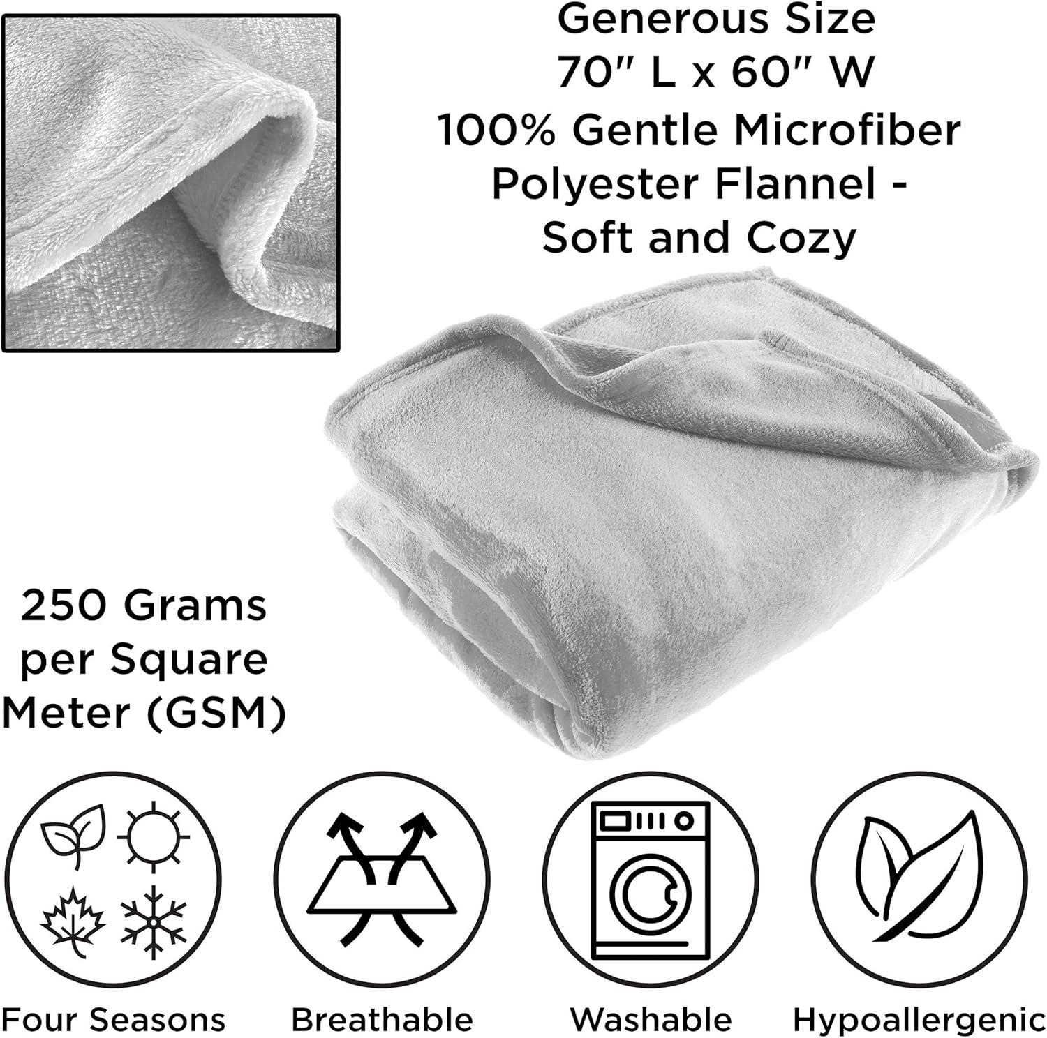 imageFlannel Fleece Blanket 60x70 Oversized Soft and Plush Microfiber Throw Lightweight Decor for Beds Sofas and Chairs by Lavish Home BlueDawn Gray