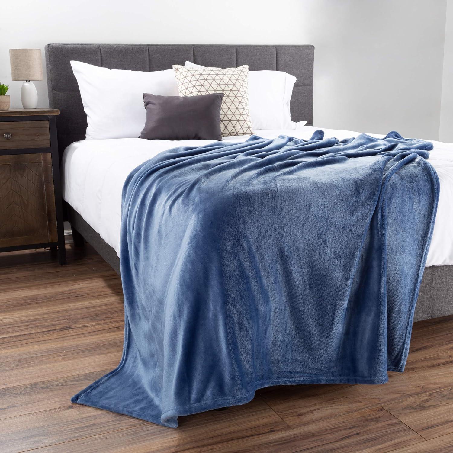 imageFlannel Fleece Blanket 60x70 Oversized Soft and Plush Microfiber Throw Lightweight Decor for Beds Sofas and Chairs by Lavish Home BlueInfinity Blue