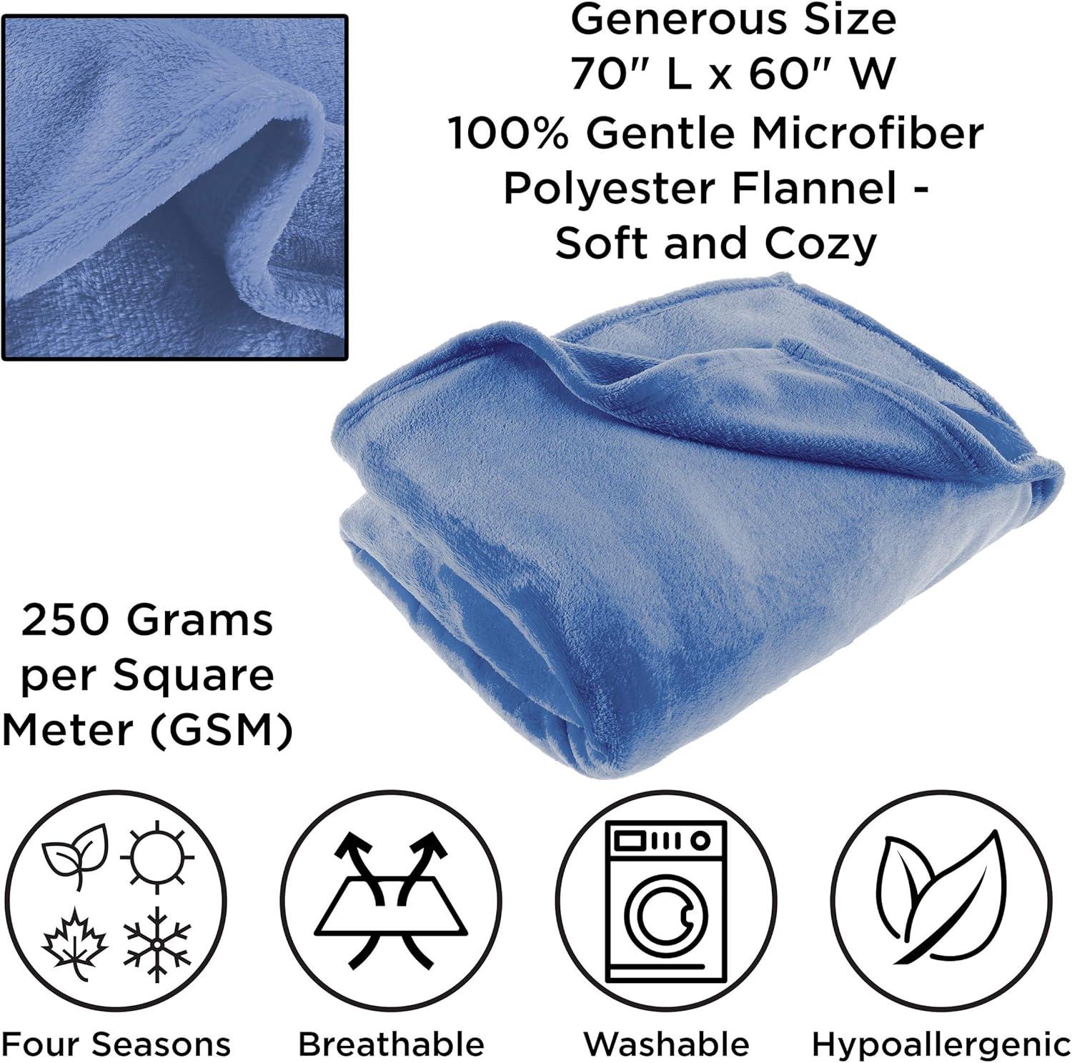 imageFlannel Fleece Blanket 60x70 Oversized Soft and Plush Microfiber Throw Lightweight Decor for Beds Sofas and Chairs by Lavish Home BlueInfinity Blue