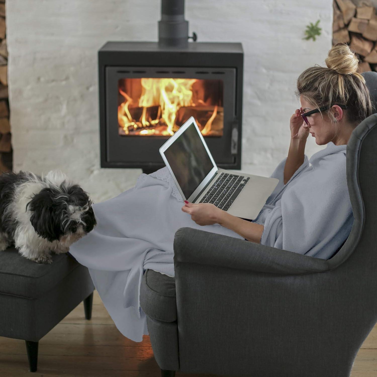 imageFleece Throw BlanketSet of 2Navy Blue ampamp Sand Plush 60x50 Blankets Soft ampamp Cozy for Travel Outdoor Events ampamp Lounging on the Sofa or a Chair by Bedford Home Black and Gray