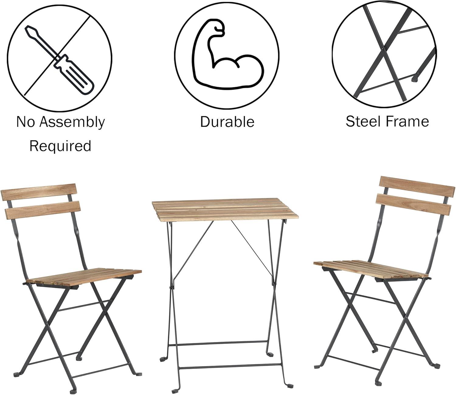 imageFolding Patio Bistro Set 3Piece Rattan and Steel Caf Table and Chairs for Porch Deck Garden or Balcony Furniture by Lavish Home BlackBrown