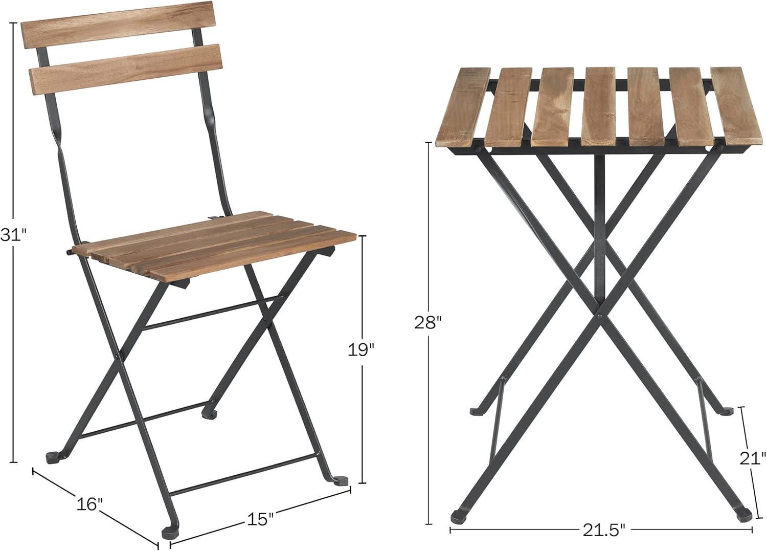 imageFolding Patio Bistro Set 3Piece Rattan and Steel Caf Table and Chairs for Porch Deck Garden or Balcony Furniture by Lavish Home BlackBrown