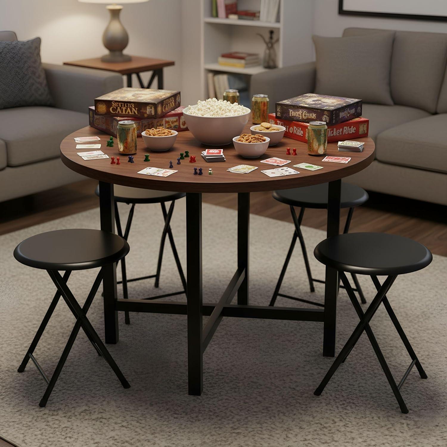 imageFolding Stool Backless 18Inch Stool with 225lb Capacity for Kitchen or Rec Room Portable Indoor Counter Bar Stools by Lavish Home BlueBlack
