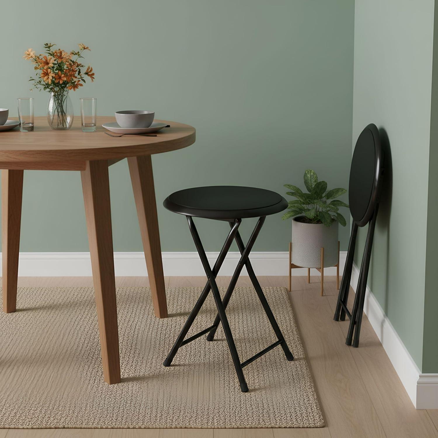 imageFolding Stool Backless 18Inch Stool with 225lb Capacity for Kitchen or Rec Room Portable Indoor Counter Bar Stools by Lavish Home BlueBlack