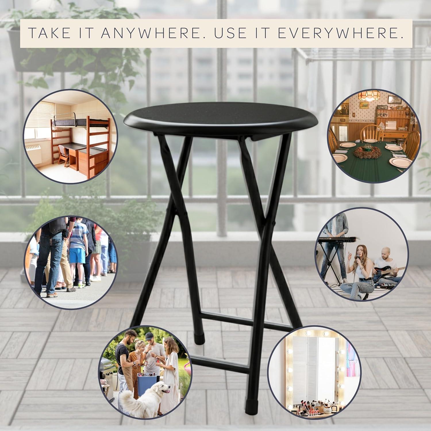 imageFolding Stool Backless 18Inch Stool with 225lb Capacity for Kitchen or Rec Room Portable Indoor Counter Bar Stools by Lavish Home BlueBlack