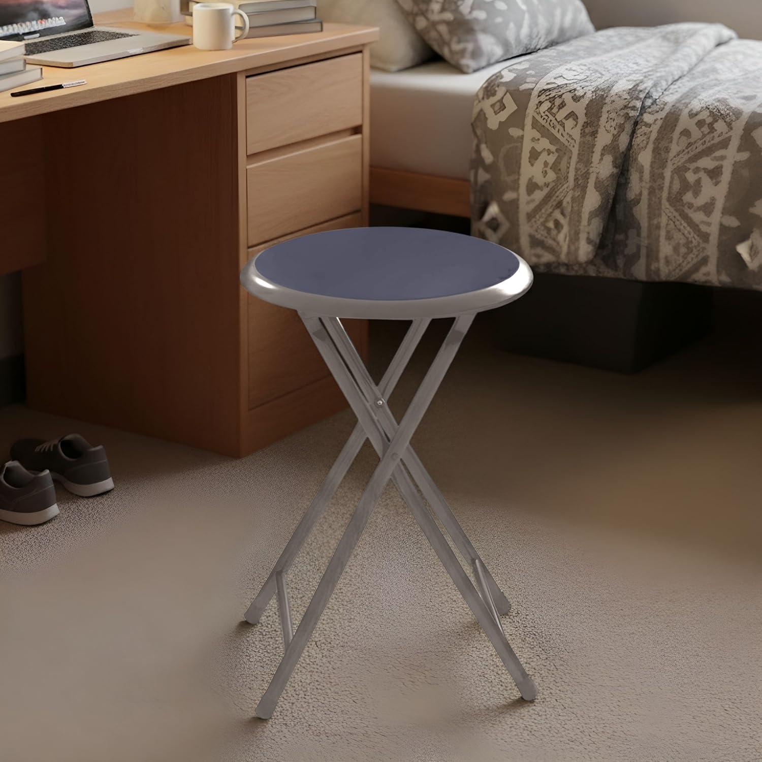 imageFolding Stool Backless 18Inch Stool with 225lb Capacity for Kitchen or Rec Room Portable Indoor Counter Bar Stools by Lavish Home BlueGrey