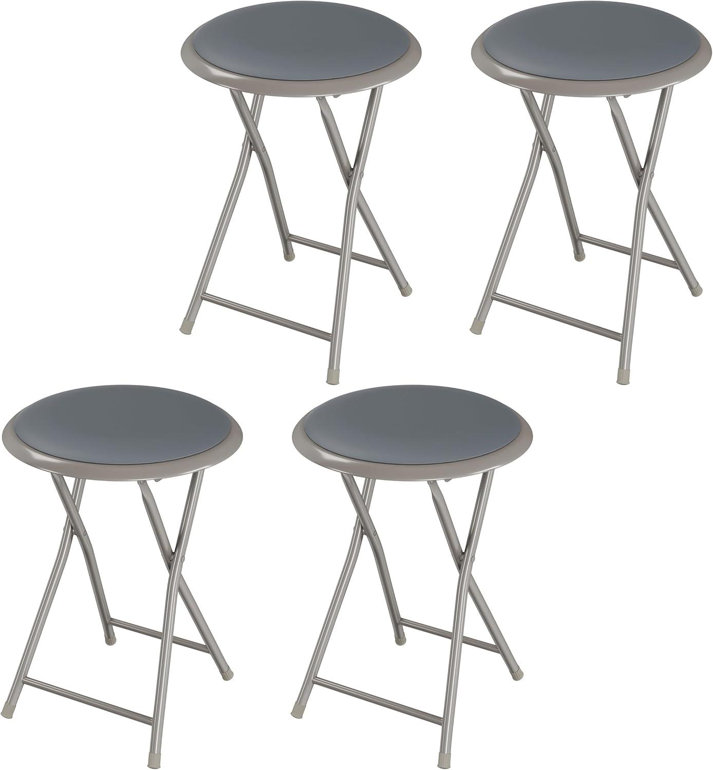 imageFolding Stool Backless 18Inch Stool with 225lb Capacity for Kitchen or Rec Room Portable Indoor Counter Bar Stools by Lavish Home BlueGrey