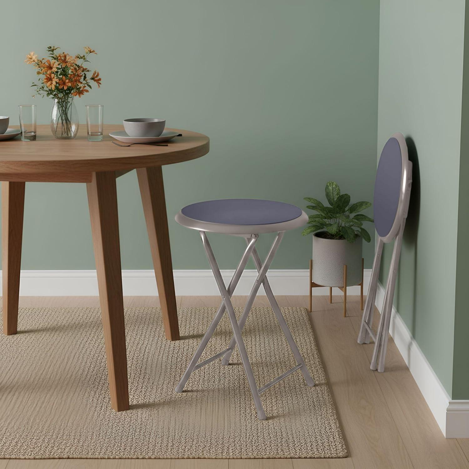 imageFolding Stool Backless 18Inch Stool with 225lb Capacity for Kitchen or Rec Room Portable Indoor Counter Bar Stools by Lavish Home BlueGrey