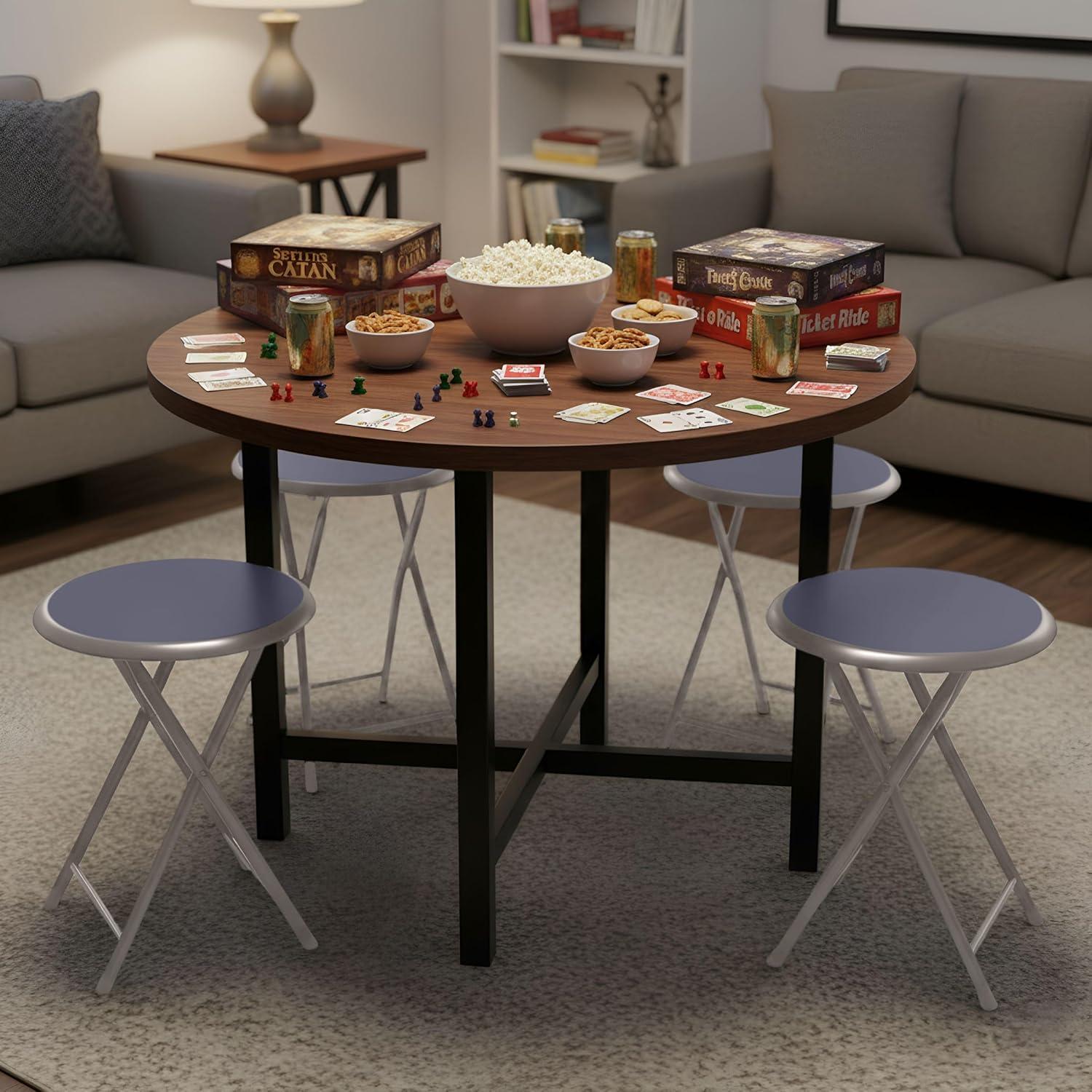 imageFolding Stool Backless 18Inch Stool with 225lb Capacity for Kitchen or Rec Room Portable Indoor Counter Bar Stools by Lavish Home BlueGrey