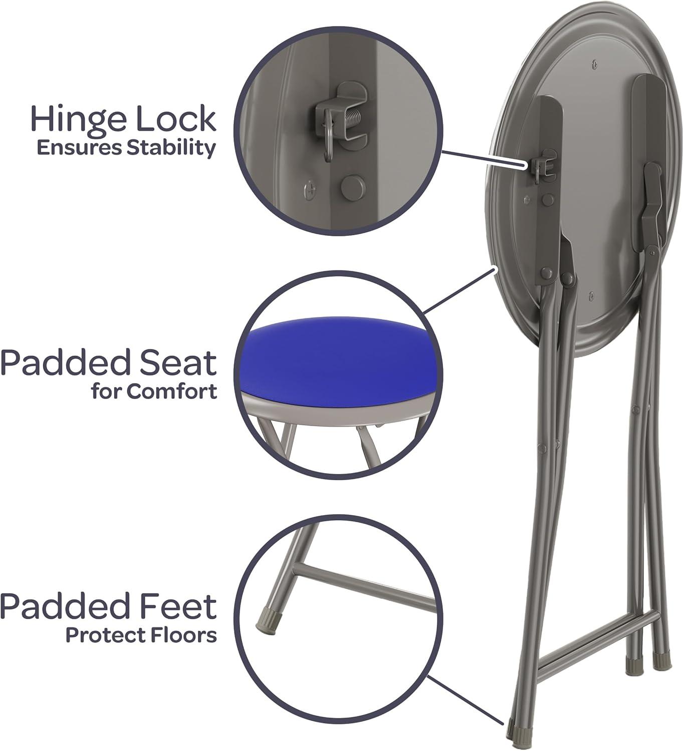 imageFolding Stool Backless 18Inch Stool with 225lb Capacity for Kitchen or Rec Room Portable Indoor Counter Bar Stools by Lavish Home BlueRoyal Blue