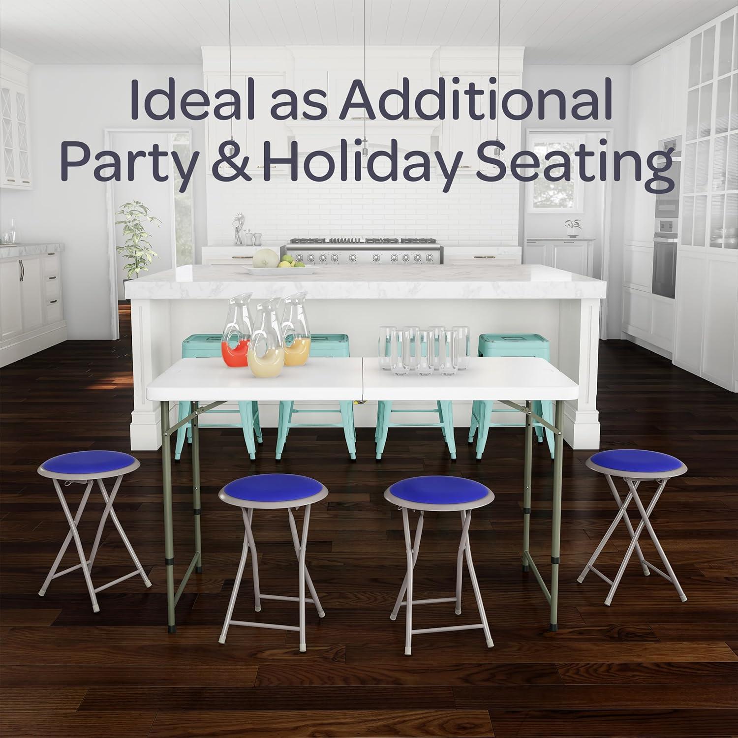 imageFolding Stool Backless 18Inch Stool with 225lb Capacity for Kitchen or Rec Room Portable Indoor Counter Bar Stools by Lavish Home BlueRoyal Blue