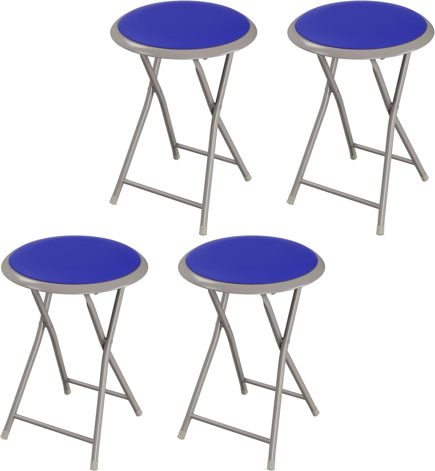 imageFolding Stool Backless 18Inch Stool with 225lb Capacity for Kitchen or Rec Room Portable Indoor Counter Bar Stools by Lavish Home BlueRoyal Blue