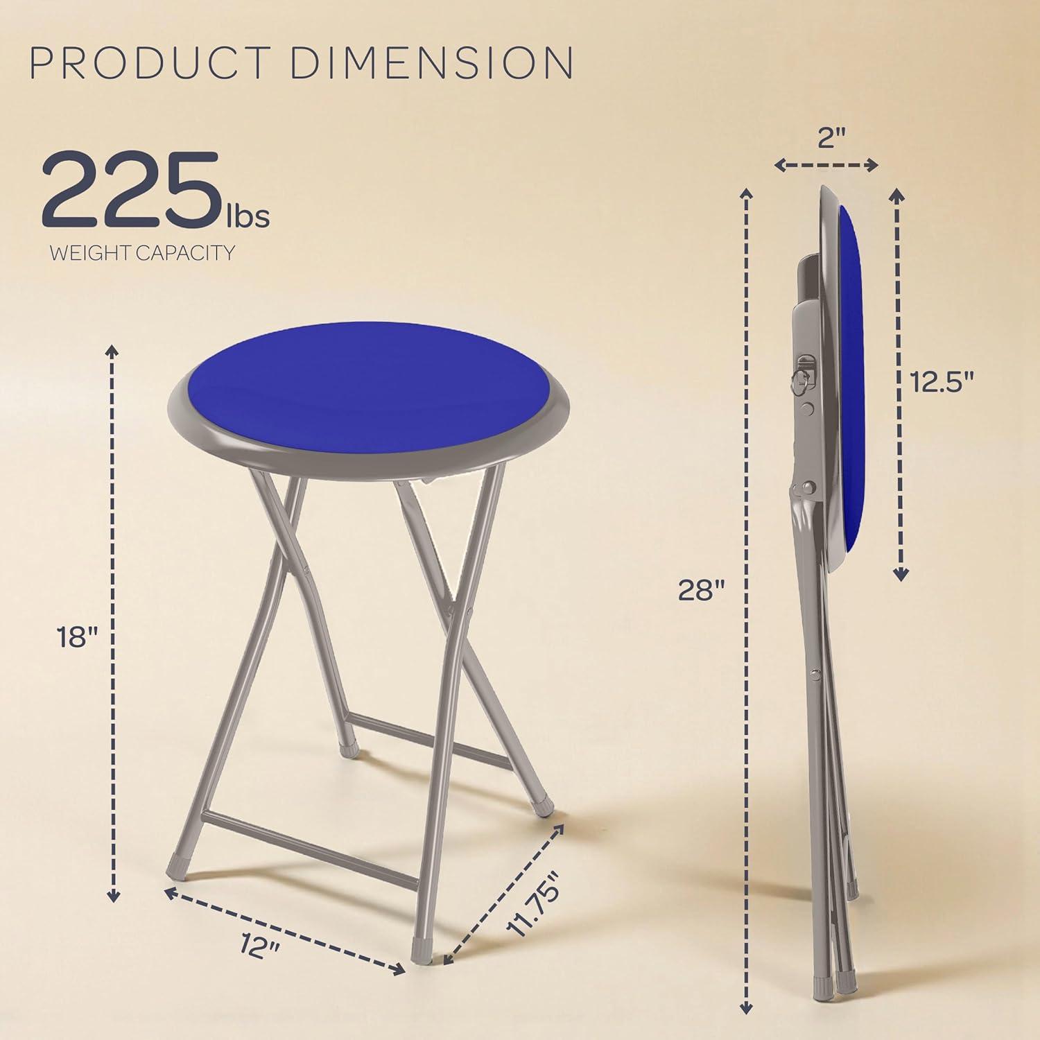 imageFolding Stool Backless 18Inch Stool with 225lb Capacity for Kitchen or Rec Room Portable Indoor Counter Bar Stools by Lavish Home BlueRoyal Blue