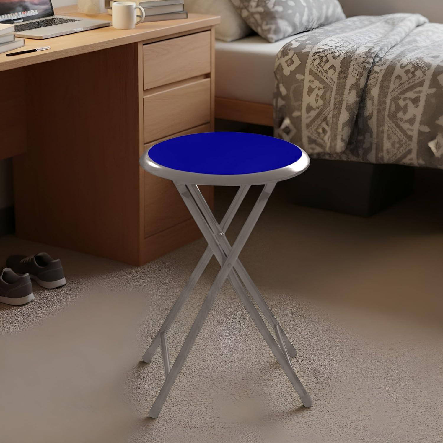 imageFolding Stool Backless 18Inch Stool with 225lb Capacity for Kitchen or Rec Room Portable Indoor Counter Bar Stools by Lavish Home BlueRoyal Blue