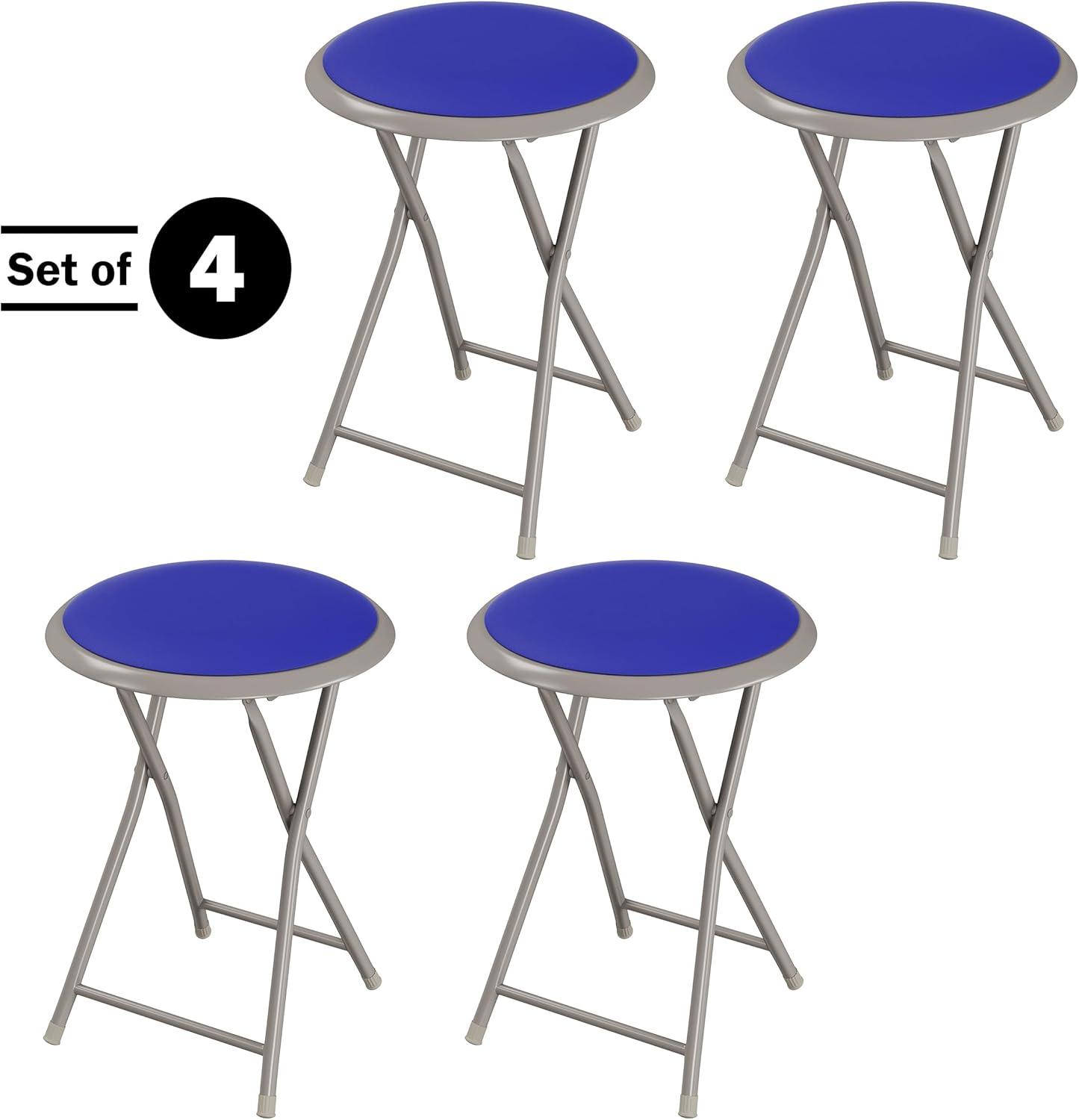 imageFolding Stool Backless 18Inch Stool with 225lb Capacity for Kitchen or Rec Room Portable Indoor Counter Bar Stools by Lavish Home BlueRoyal Blue