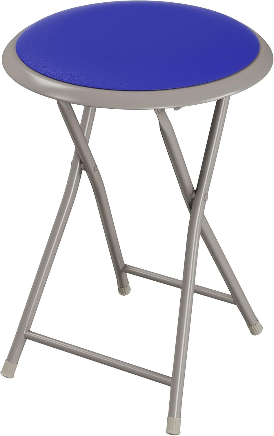 imageFolding Stool Backless 18Inch Stool with 225lb Capacity for Kitchen or Rec Room Portable Indoor Counter Bar Stools by Lavish Home BlueRoyal Blue