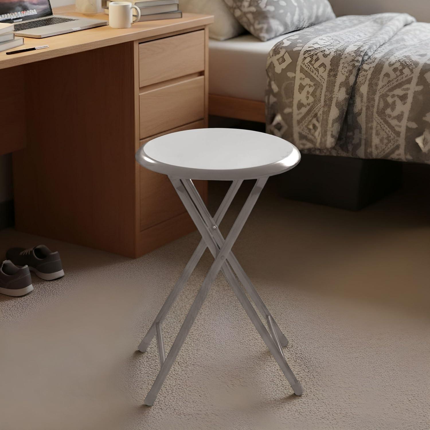 imageFolding Stool Backless 18Inch Stool with 225lb Capacity for Kitchen or Rec Room Portable Indoor Counter Bar Stools by Lavish Home BlueWhite