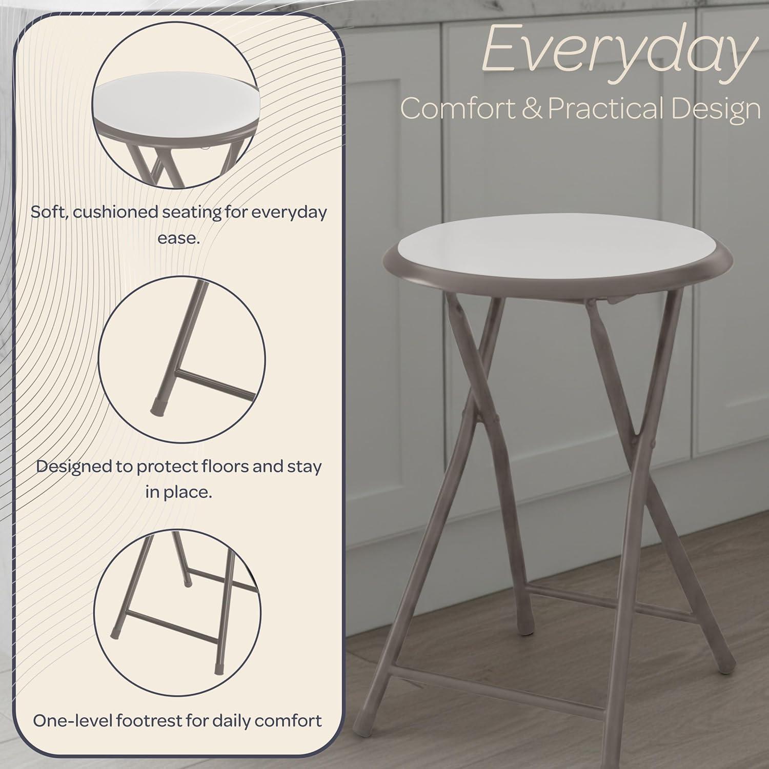 imageFolding Stool Backless 18Inch Stool with 225lb Capacity for Kitchen or Rec Room Portable Indoor Counter Bar Stools by Lavish Home BlueWhite