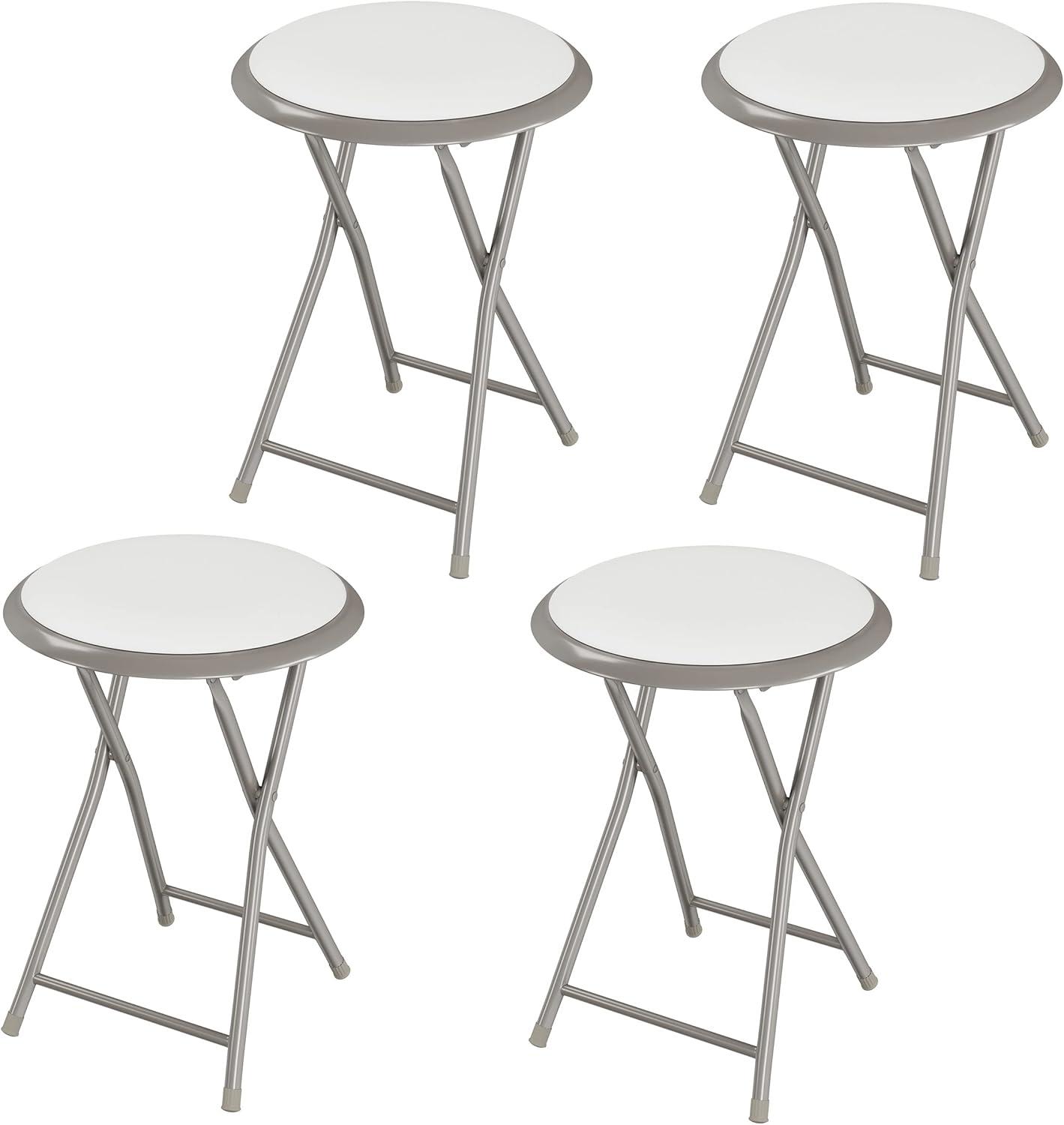 imageFolding Stool Backless 18Inch Stool with 225lb Capacity for Kitchen or Rec Room Portable Indoor Counter Bar Stools by Lavish Home BlueWhite