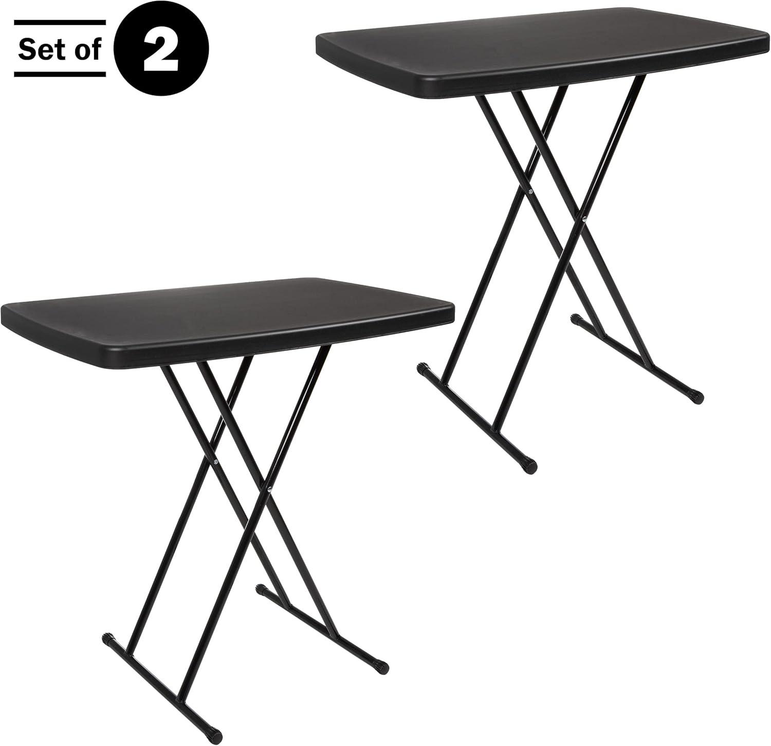 imageFolding Table Lightweight Portable Folding Desk Small Plastic Table for TV Tray Playing Cards and Craft Room by Lavish Home WhiteBlack Set of 2