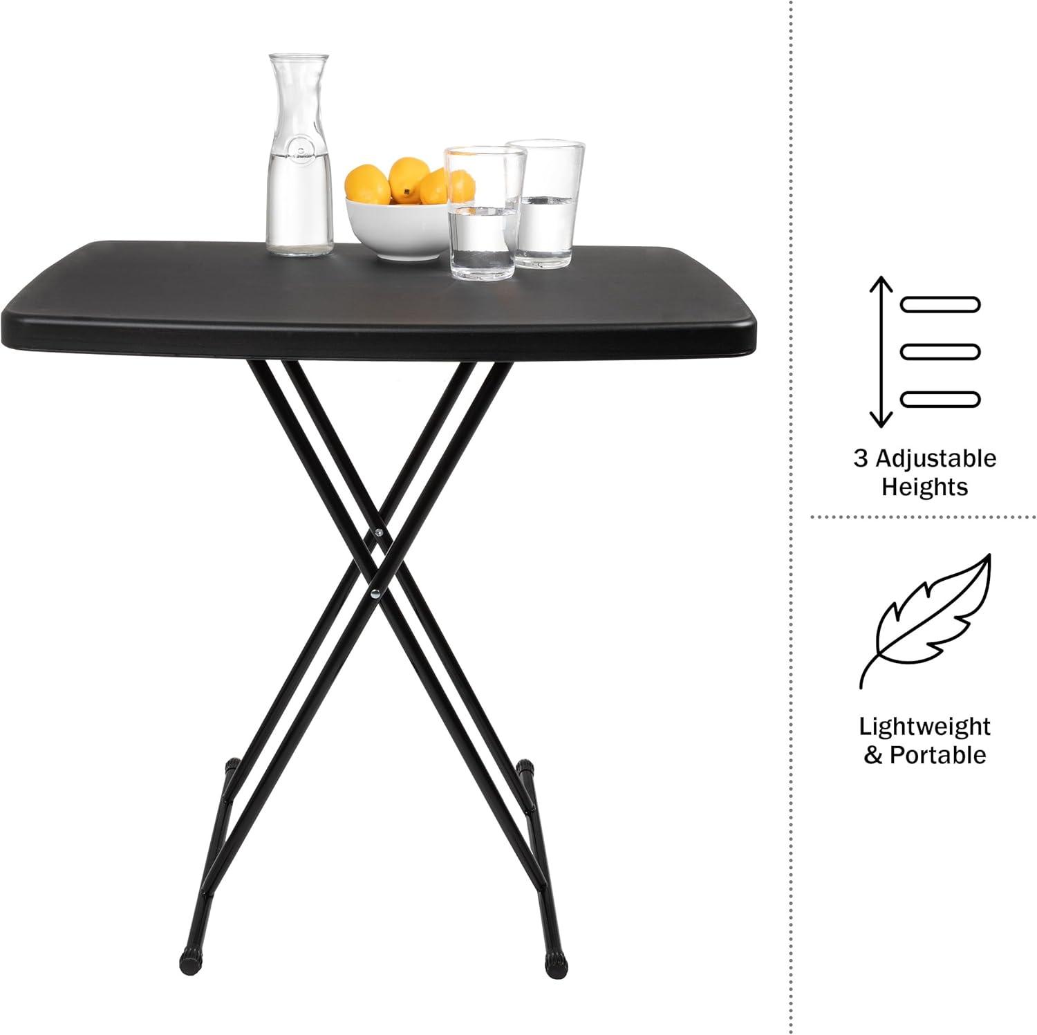 imageFolding Table Lightweight Portable Folding Desk Small Plastic Table for TV Tray Playing Cards and Craft Room by Lavish Home WhiteBlack Set of 2