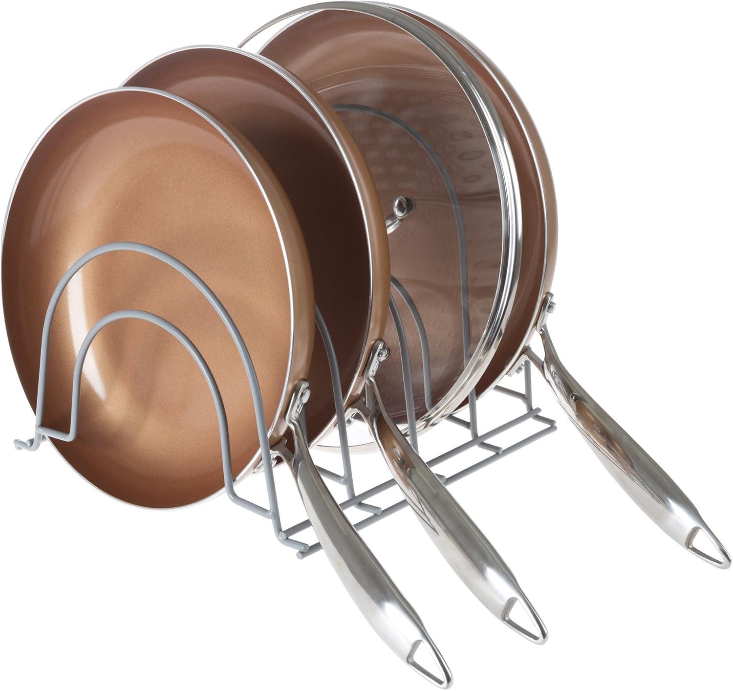 imageKitchen Cabinet Pot Pan and Lid Organizer and Holder Iron Storage Pantry Rack Shelf for Pots and Pans Houseware Bakeware and More by Lavish Home