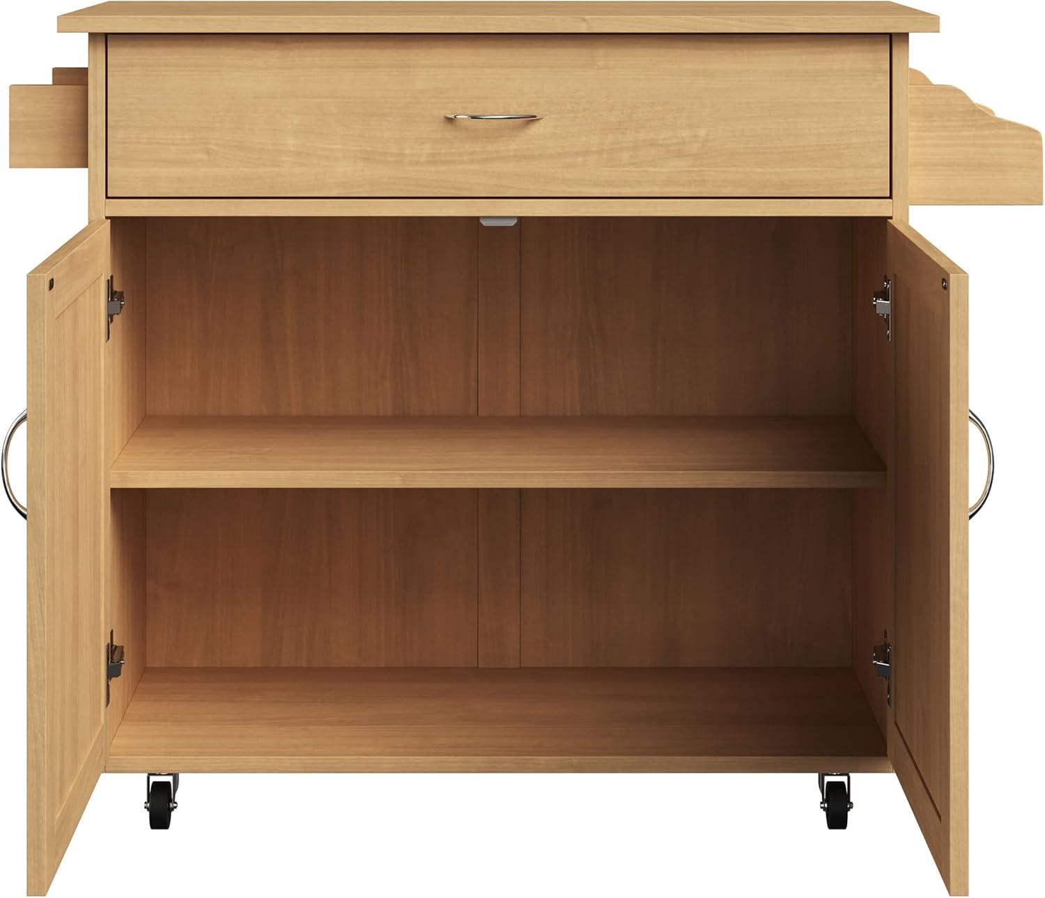 imageKitchen Island with Spice Rack and Storage Cabinet Rolling Cart with Drawers for Coffee Bar Additional Counter Space or Storage by Lavish Home OakOak