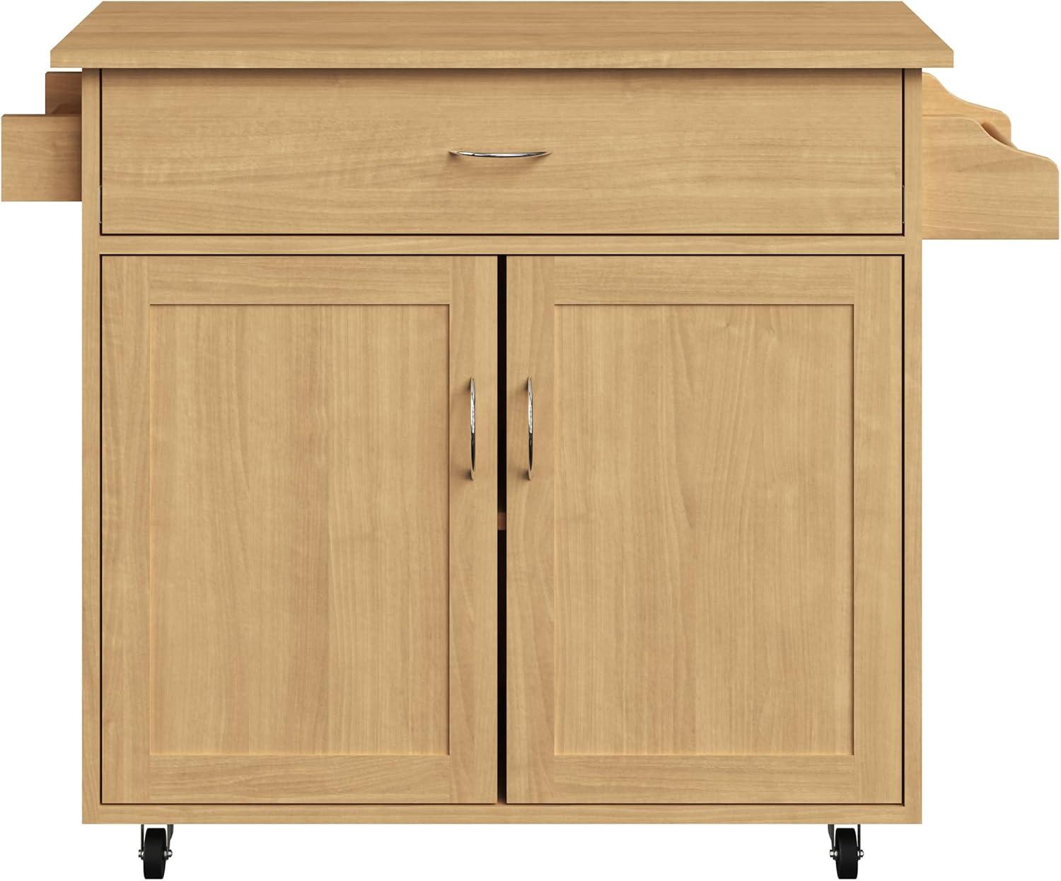 imageKitchen Island with Spice Rack and Storage Cabinet Rolling Cart with Drawers for Coffee Bar Additional Counter Space or Storage by Lavish Home OakOak