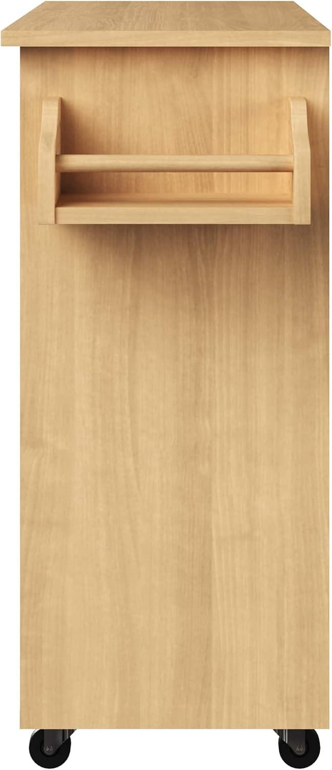 imageKitchen Island with Spice Rack and Storage Cabinet Rolling Cart with Drawers for Coffee Bar Additional Counter Space or Storage by Lavish Home OakOak