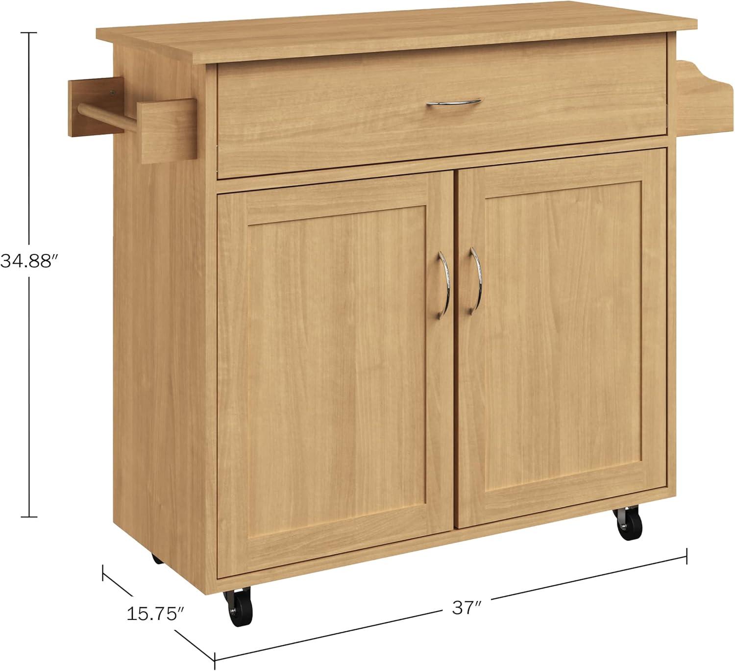 imageKitchen Island with Spice Rack and Storage Cabinet Rolling Cart with Drawers for Coffee Bar Additional Counter Space or Storage by Lavish Home OakOak