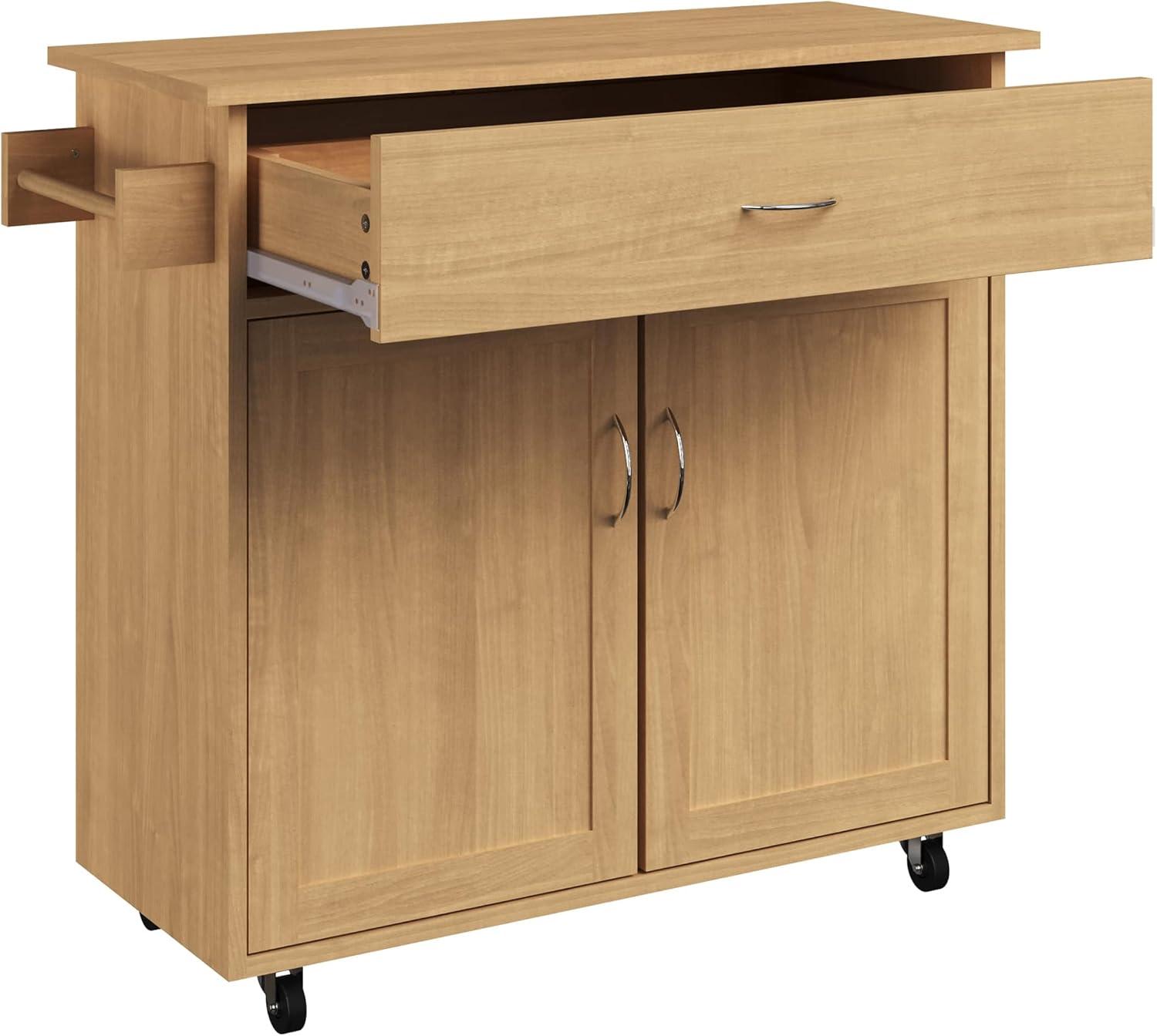 imageKitchen Island with Spice Rack and Storage Cabinet Rolling Cart with Drawers for Coffee Bar Additional Counter Space or Storage by Lavish Home OakOak