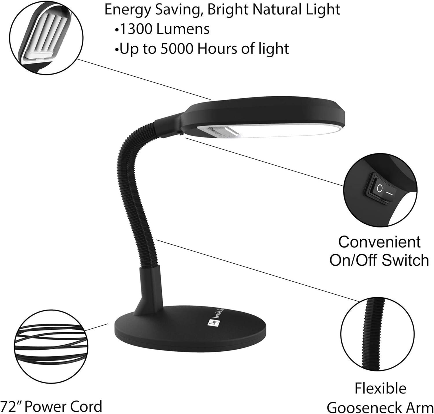 imageLED Desk Lamp Sunlight Lamp with Adjustable Gooseneck Arm Home and Office Desk Lamps Great for Reading and Crafting by Lavish Home WhiteBlack