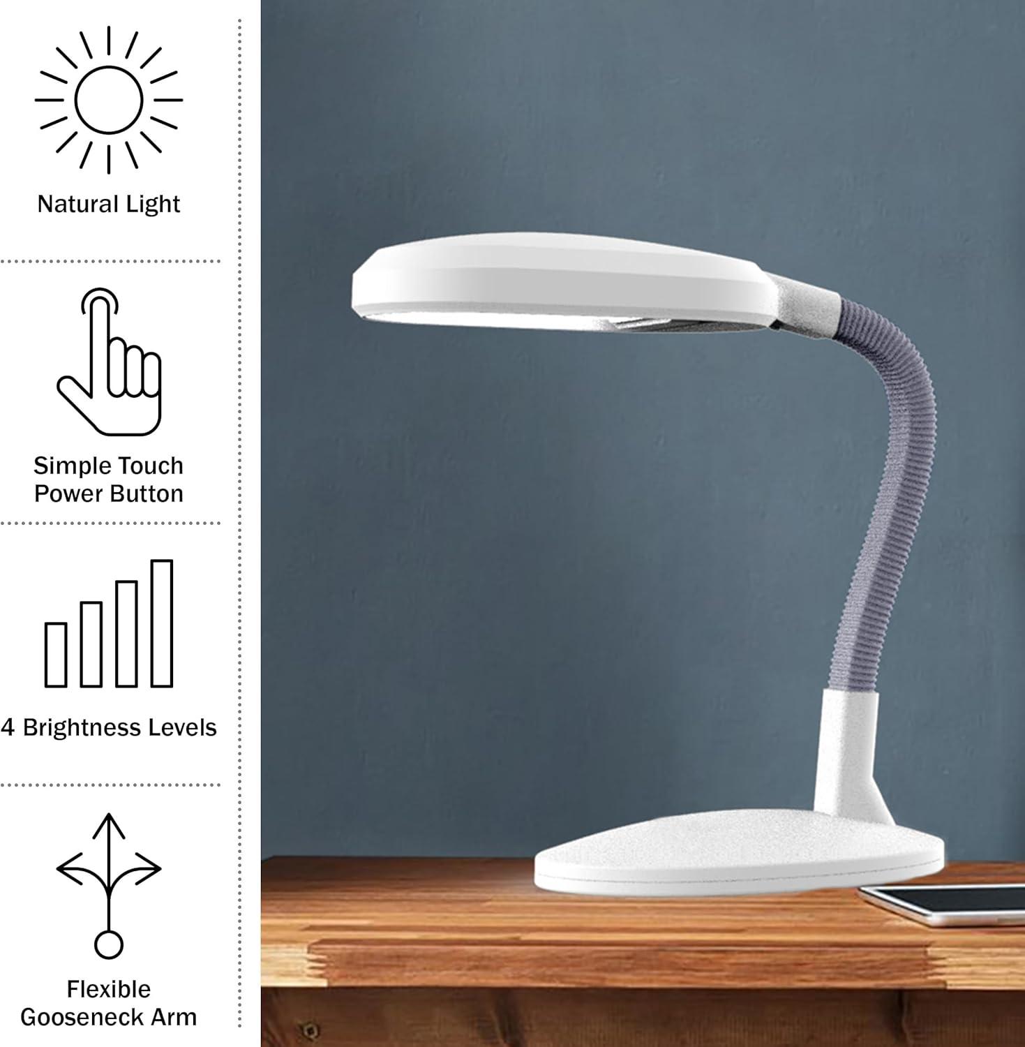 imageLED Desk Lamp Sunlight Lamp with Adjustable Gooseneck Arm Home and Office Desk Lamps Great for Reading and Crafting by Lavish Home WhiteWhite
