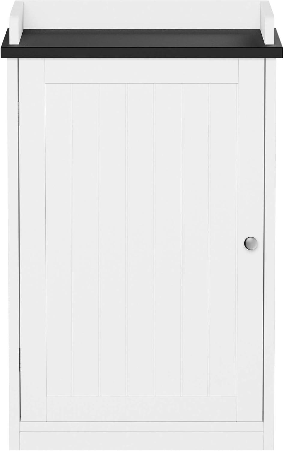imageLavish Home 2Tier Bathroom Floor Storage Cabinet 29 Tall Free Standing White Cupboard with Adjustable Shelf ShutterStyle ampamp Slatted Look Door Towel Toiletries or Laundry Organizer
