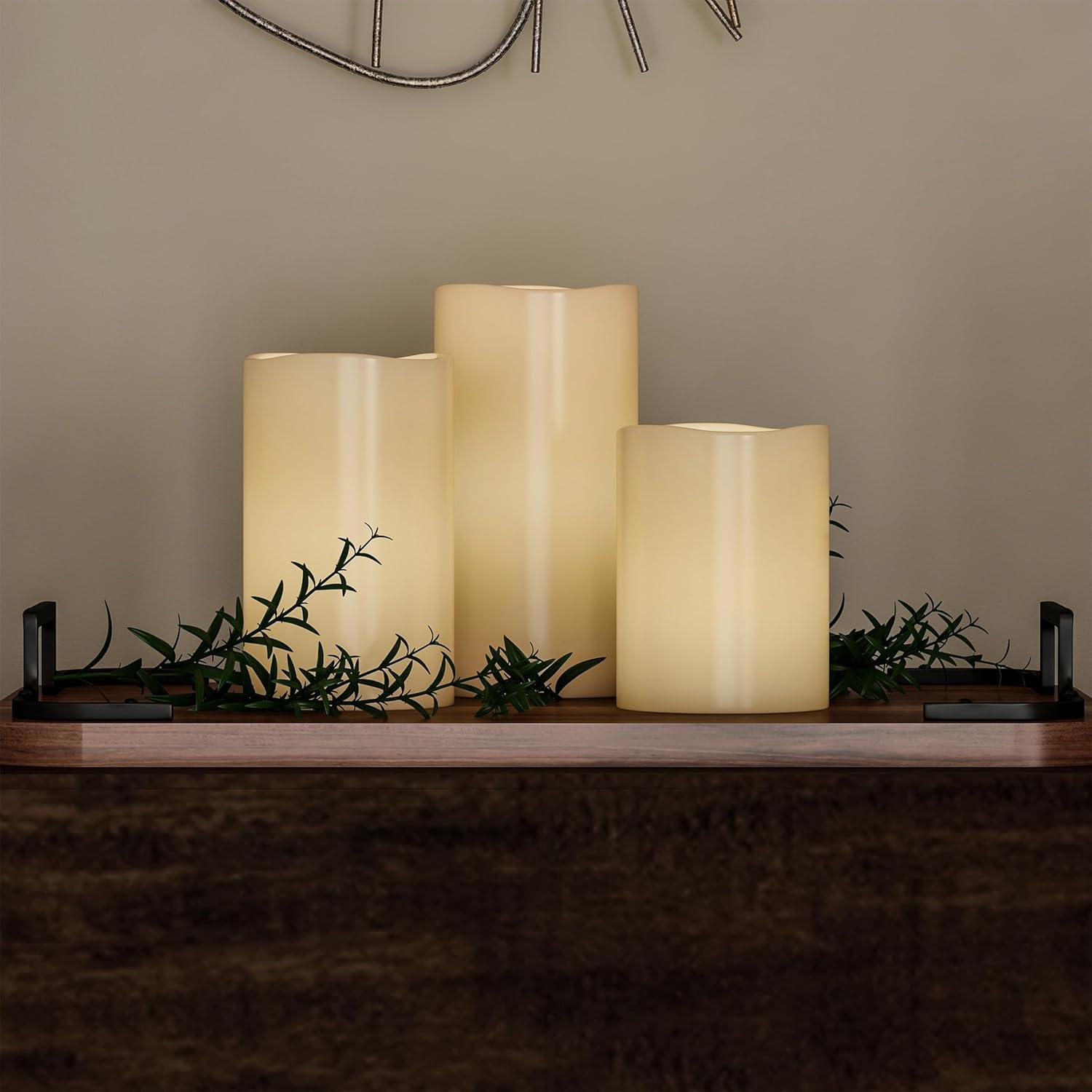 imageLavish Home 3Piece Battery Operated Candles Set LED Flameless Candles Battery Operated with Remote Controlled Real Wax for Home Wedding or Christmas Decor White
